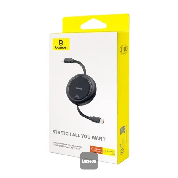 Picture of Baseus Cable 60W Free2Pull Retractable Mini Type-c To Type-c Cable Fast Charging 1m-Black