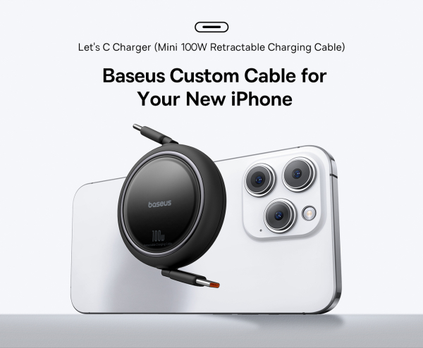 Picture of Baseus Cable 60W Free2Pull Retractable Mini Type-c To Type-c Cable Fast Charging 1m-Black