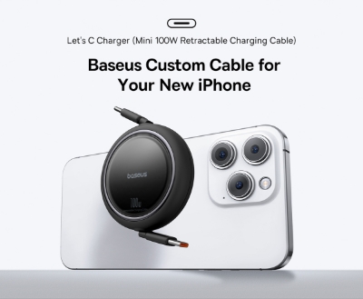Picture of Baseus Cable 60W Free2Pull Retractable Mini Type-c To Type-c Cable Fast Charging 1m-Black