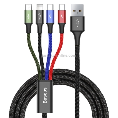 Picture of Baseus Rapid Series 4 in 1 1.2m 3.5A USB to 2 x USB-C  + 1x iphone+1  Micro USB Cable