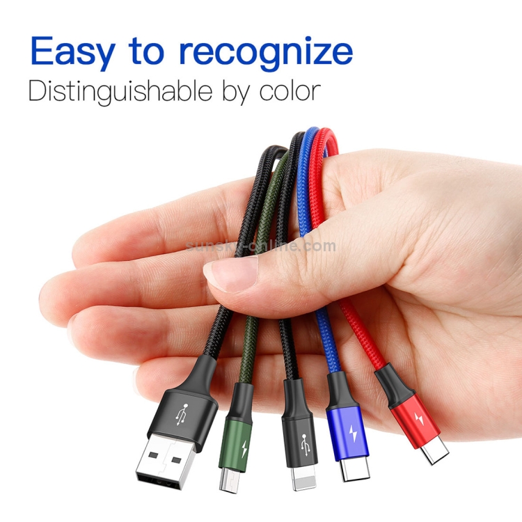 Picture of Baseus Rapid Series 4 in 1 1.2m 3.5A USB to 2 x USB-C  + 1x iphone+1  Micro USB Cable
