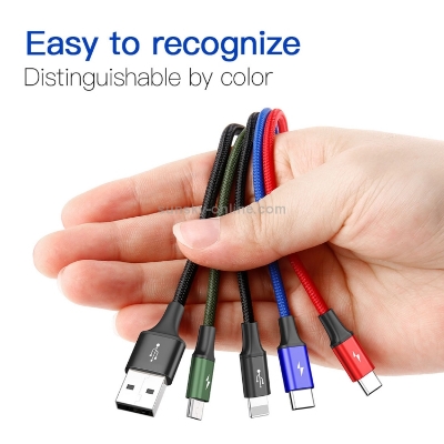 Picture of Baseus Rapid Series 4 in 1 1.2m 3.5A USB to 2 x USB-C  + 1x iphone+1  Micro USB Cable