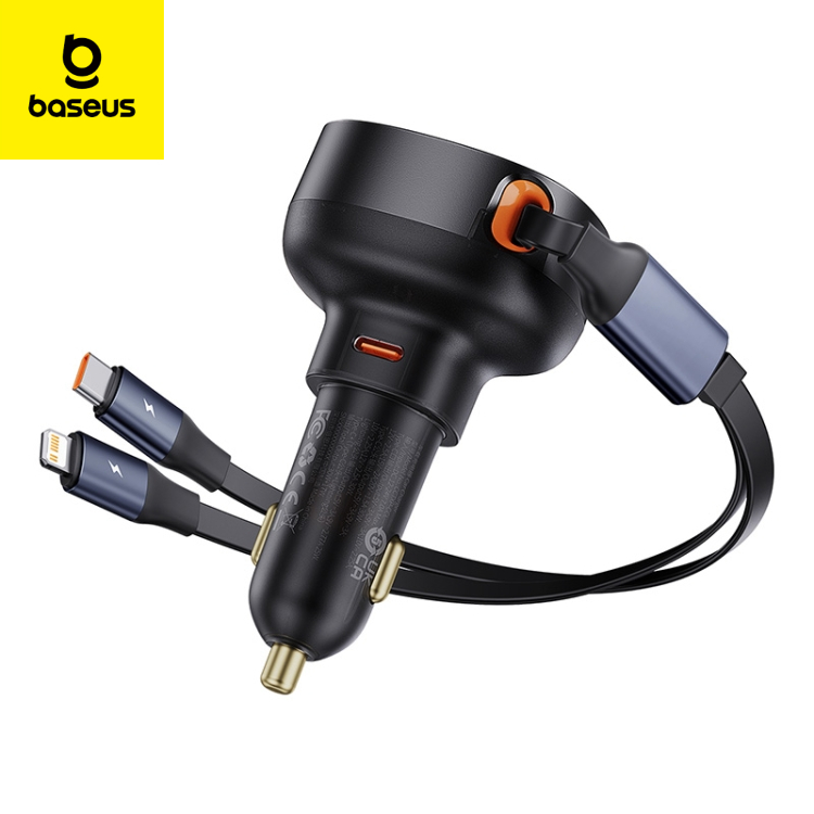 Picture of Baseus Tuxiang Pro 60W 3 in 1 8 Pin+Dual Type-C Interface Car Charger-Black