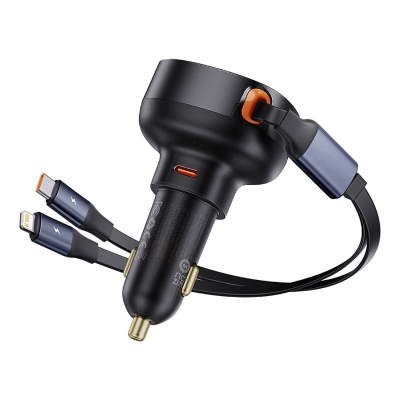 Picture of Baseus Tuxiang Pro 60W 3 in 1 8 Pin+Dual Type-C Interface Car Charger-Black