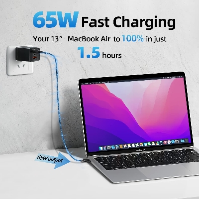 Picture of Baseus 65W GaN5 Pro Charger Quick Charge 4.0 3.0 Type C PD USB Charger Portable Fast Charger For Laptop iPhone 13 Pro Max Samsung Xiaomi