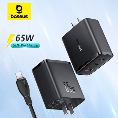 Picture of Baseus 65W GaN5 Fast Charging USB Type C Charger Quick Charge for Laptops Tablets PD3.0 QC3.0 Compatible Charge