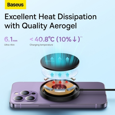 Picture of Baseus Simple Mini3 Magnetic Wireless Charger Pad for iPhone 14 13 12 Pro Max Samsung Xiaomi Huawei Phone 15W Fast Chargers