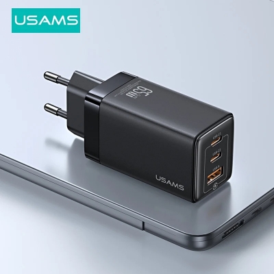 Picture of USAMS 65W GaN Charger Type C PD Fast Charger USB C Quick Charge 4.0 3.0 Phone Charger For MacBook iPad Pro iPhone Xiaomi Laptop
