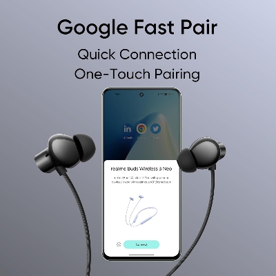 Picture of Realme Buds Wireless 3 Neo in Ear Bluetooth Neckband with 13.4 Mm Dynamic Bass Boost Driver,Upto 32 Hours Playback,Fast Charge,Ai Enc,45Ms Low Latency,Ip55 Dust&Water Resistannt&Bluetooth V 5.4