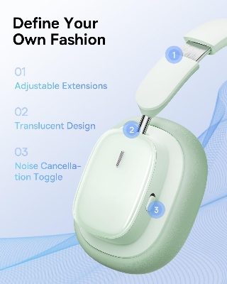 Picture of Baseus H1i Wireless Headphones Bluetooth Earphones Bluetooth 5.3 Stereo HiFi Music with Rotating Noise-Cancelling Microphone Sports Gaming Headset