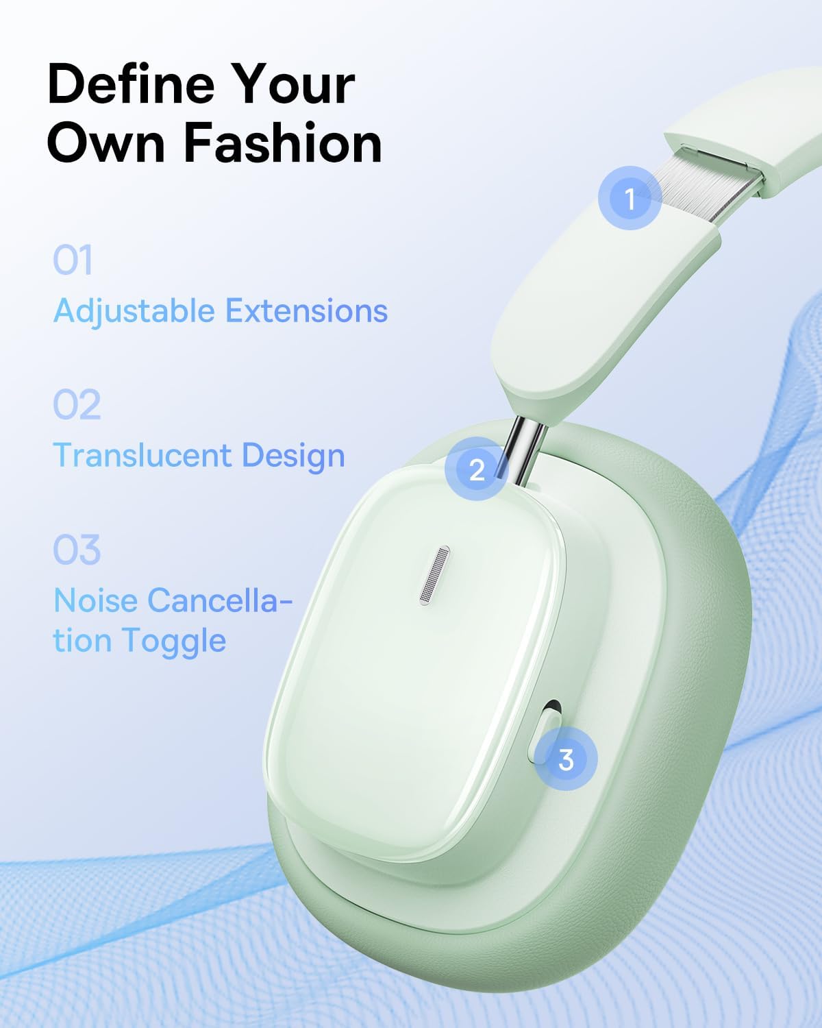 Picture of Baseus H1i Wireless Headphones Bluetooth Earphones Bluetooth 5.3 Stereo HiFi Music with Rotating Noise-Cancelling Microphone Sports Gaming Headset