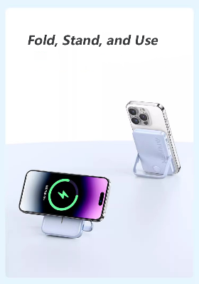 Picture of Anker 322 Magnetic Wireless Power Bank (MagGo), 5,000 mAh, with 12W USB C Output, with Mobile Stand, Compatible with iPhone15/15+/15 pro/15 pro max/ 14/13/12 & Android Series-Black