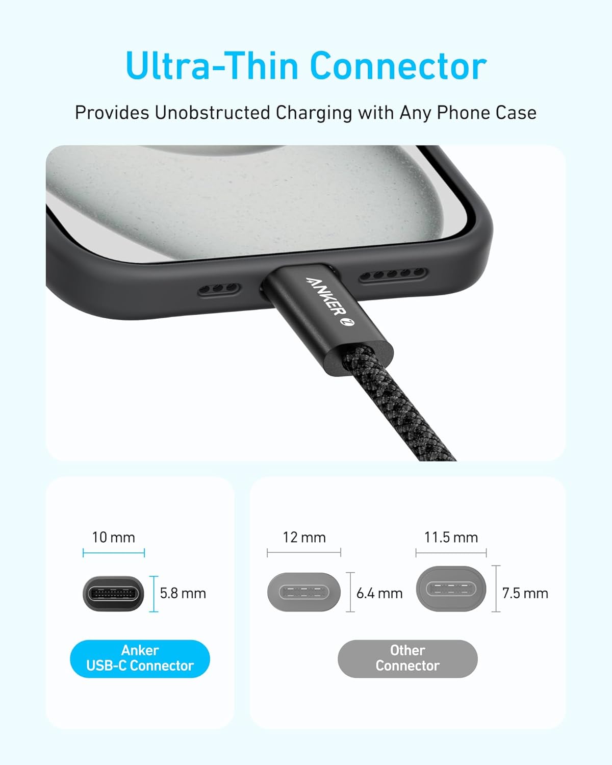 Picture of Anker Zolo USB C to USB C Cable, 240w Braided and Dirt-Free Type C Fast Charging Cable-1m