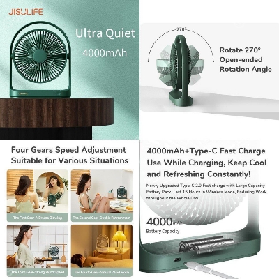 Picture of JISULIFE FA19 USB Portable Desk Fan 4000mAH Battery