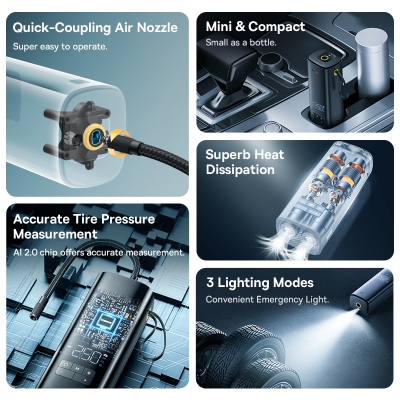 Picture of Baseus Air Pump Dual-Cylinder Car Air Compressor 120W Portable Faster Inflatable Car Pump Tyre Inflator Bicycle Balls Inflation