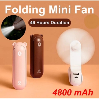 Picture of JISULIFE F8x Handheld Fan with 4800 mAh Powerbank Max 46 Hours Runtime Pocket Fan Portable Battery Operated or USB Powered Folding Personal Fan Rechargeable Quiet Mini Fan For Outdoor
