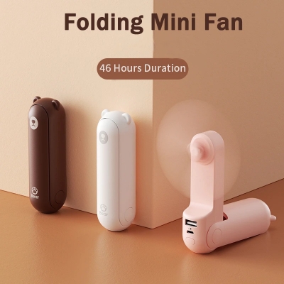 Picture of JISULIFE F8x Handheld Fan with 4800 mAh Powerbank Max 46 Hours Runtime Pocket Fan Portable Battery Operated or USB Powered Folding Personal Fan Rechargeable Quiet Mini Fan For Outdoor