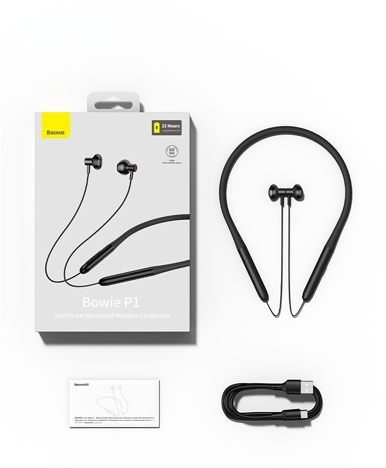 Picture of Baseus Bowie P1 Neckband Earphone Bluetooth 5.2 Magnetic Adsorption Wireless Headphone Hanging Neck In-Ear Hifi Music Game Sports Earbud