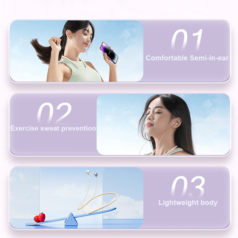 Picture of Baseus Bowie P1 Neckband Earphone Bluetooth 5.2 Magnetic Adsorption Wireless Headphone Hanging Neck In-Ear Hifi Music Game Sports Earbud