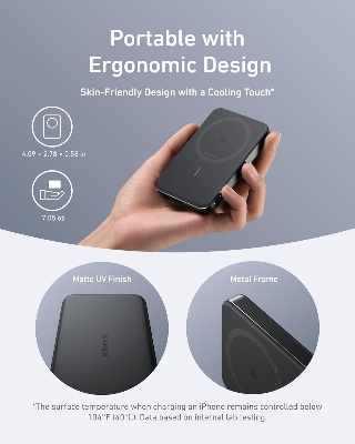 Picture of Anker MagGo Power Bank, Ultra-Slim 10,000mAh Magnetic Battery Pack with Wireless Power Bank with USB-C Cable