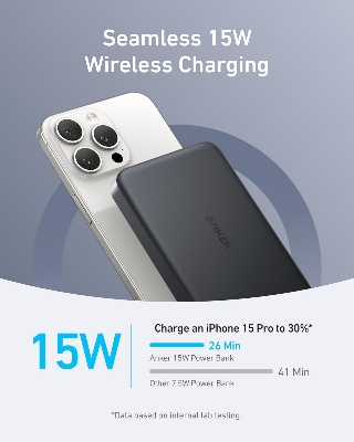 Picture of Anker MagGo Power Bank, Ultra-Slim 10,000mAh Magnetic Battery Pack with Wireless Power Bank with USB-C Cable