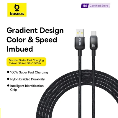 Picture of Baseus Cable 100W Usb to Type-c Discolor Series Fast Charging Data Cable Black