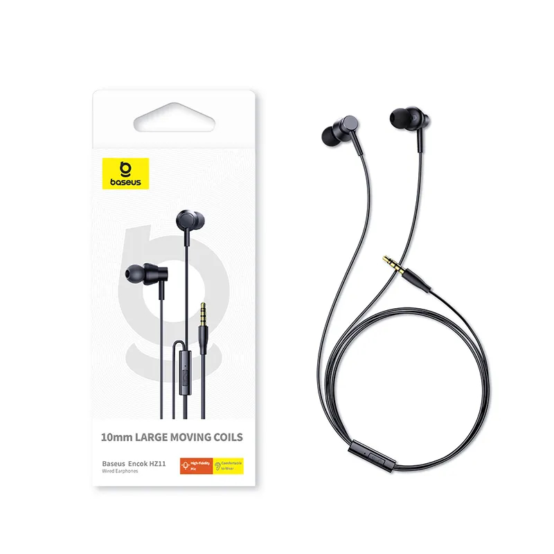 Picture of Baseus Earphone HZ11 3.5mm Wired Earphone Mic Black