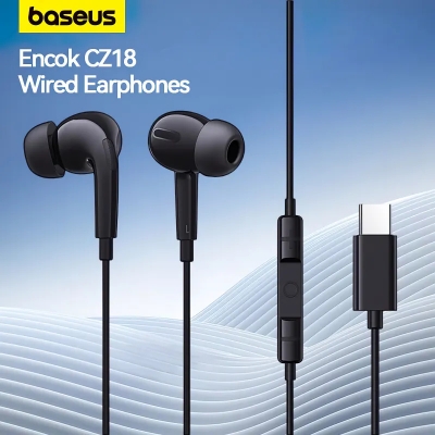 Picture of Baseus Type-c Earphone Encok CZ18 Wired Earphones Cluster Black