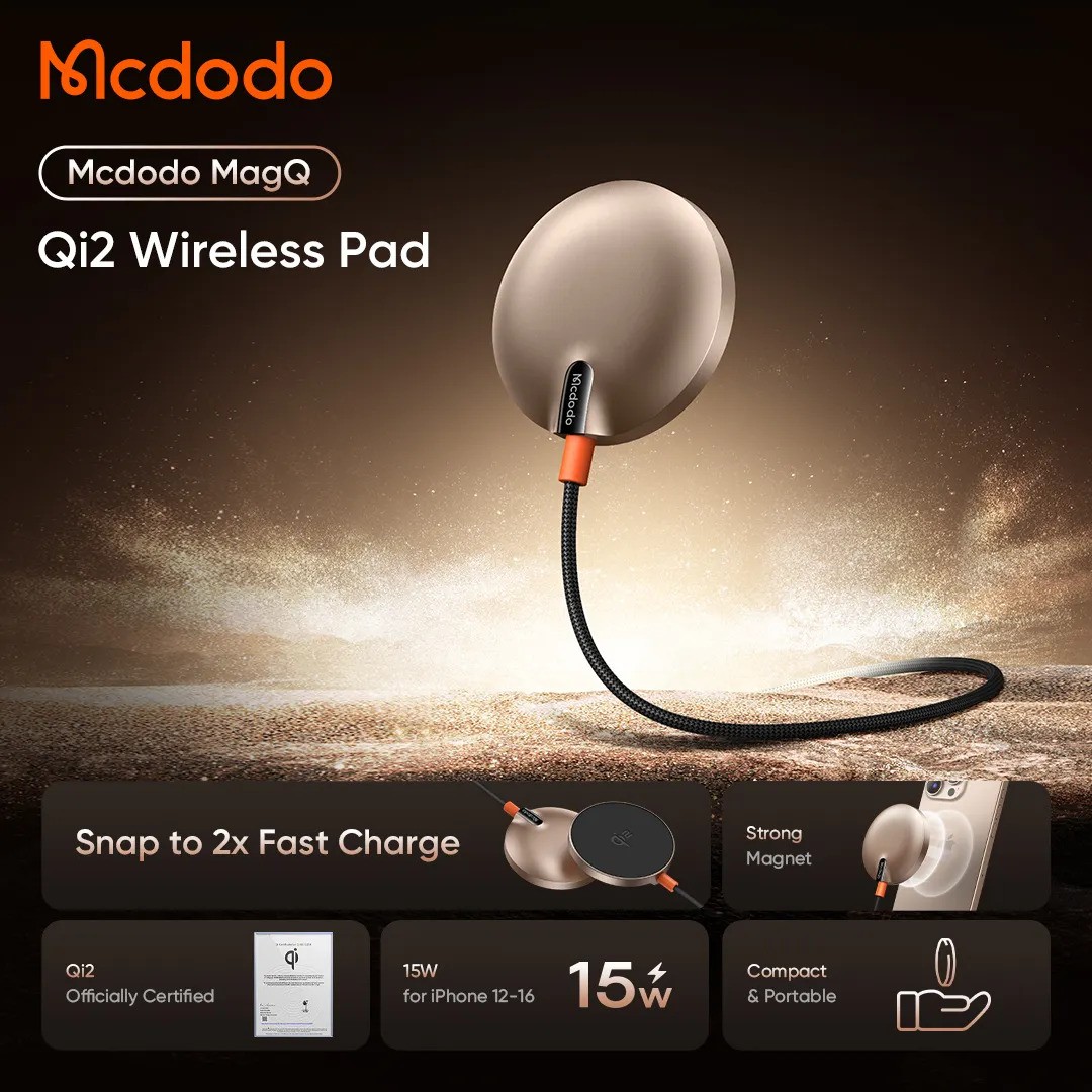 Picture of Mcdodo CH-286 MagQ Qi2 Magnetic 15W Wireless Charger Aluminum Alloy Ultra Thin Fast Charging