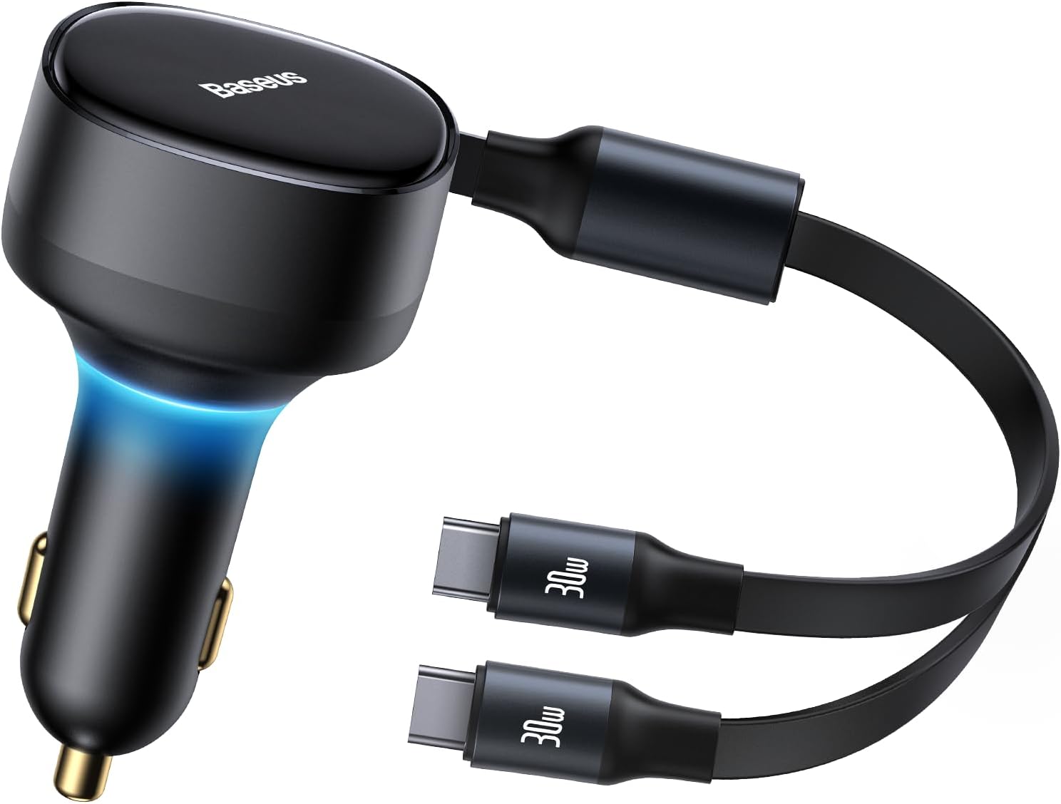 Picture of বেসিউস  USB C Car Charger, Retractable  Dual Type C Car Charger 2-in-1 Car Charger 33W, Fast Car Charger Adapter