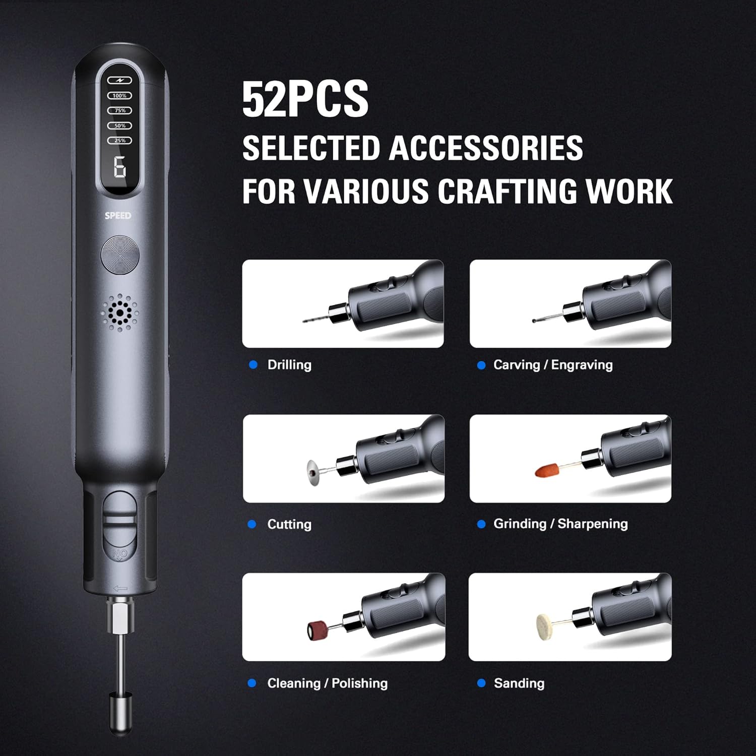 Picture of Greenworks Multifunctional Electric Grinder Set with 52 Accessories (AGK302)