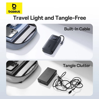 Picture of Baseus-Power Bank with Built-in Retractable Type-C Cable, 65W, 20000mAh, Fast Charging for Laptops, iPhone 15 Pro Max