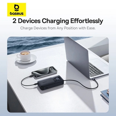 Picture of Baseus-Power Bank with Built-in Retractable Type-C Cable, 65W, 20000mAh, Fast Charging for Laptops, iPhone 15 Pro Max