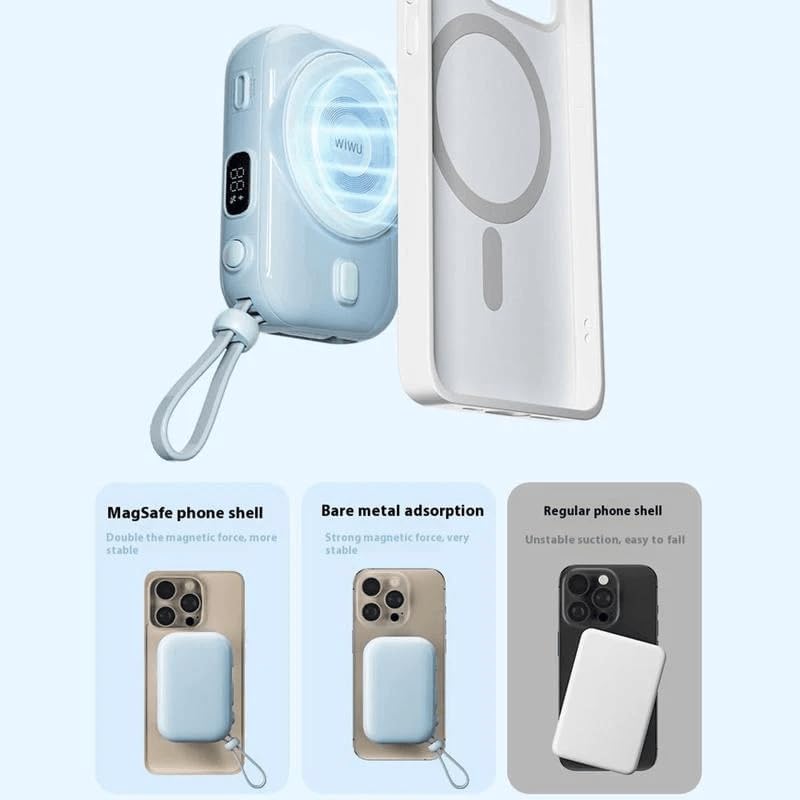 Picture of WIWU Wi-P041 Small Snail Magnetic Wireless Power Bank w. USB-C Cable - 15W/9600mAh
