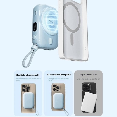 Picture of WIWU Wi-P041 Small Snail Magnetic Wireless Power Bank w. USB-C Cable - 15W/9600mAh