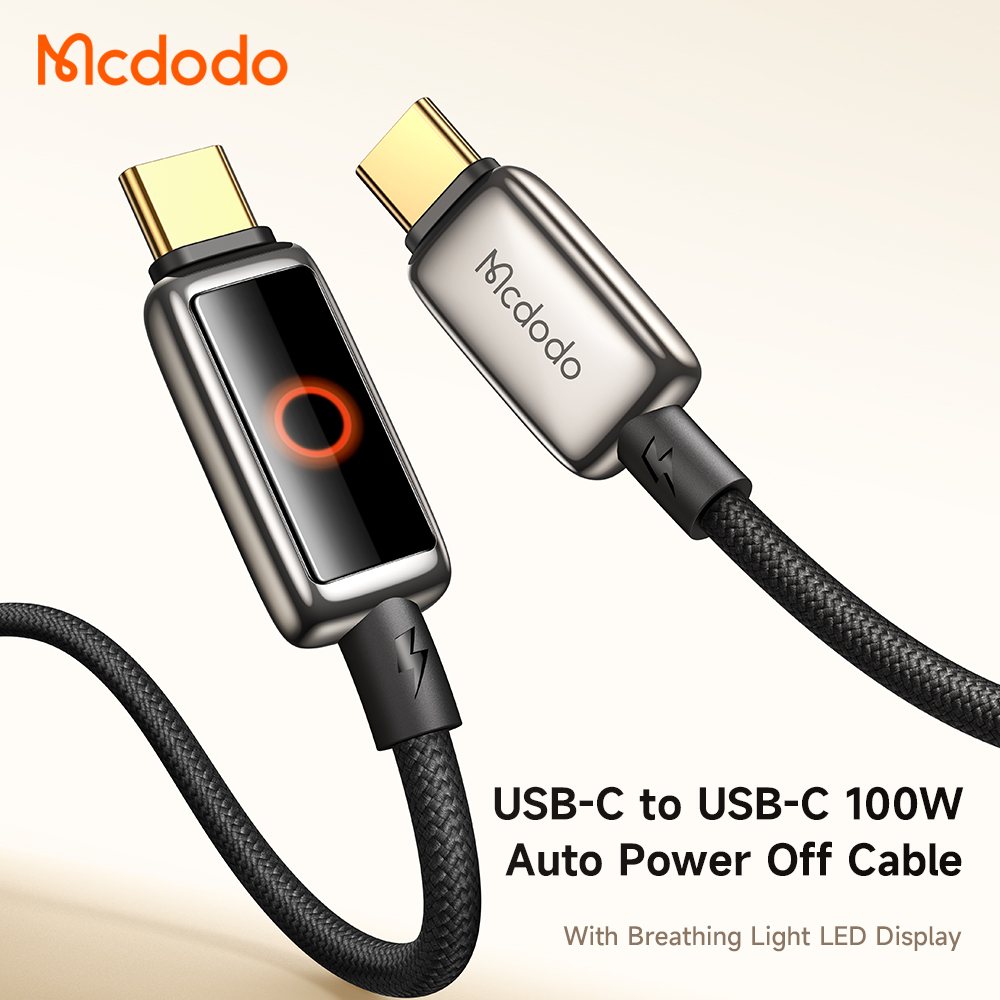 Picture of Mcdodo CA-668 USB-C to USB-C 100W Auto Power Off Cable with Holo Breathing Light