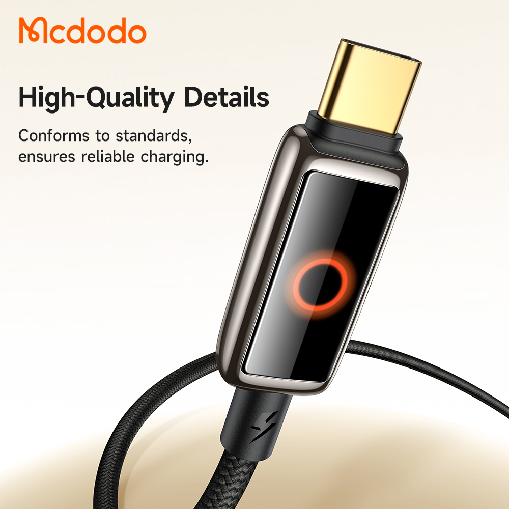 Picture of Mcdodo CA-668 USB-C to USB-C 100W Auto Power Off Cable with Holo Breathing Light