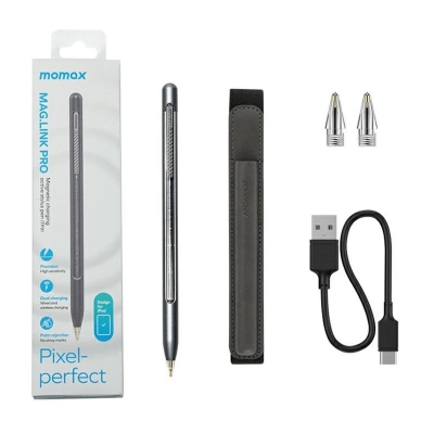 Picture of Momax Mag Link Pro Magnetic Charging Active Stylus Pen  ipad - Titanium
