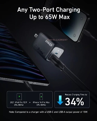 Picture of Anker Prime GaN 67W A2669 Multi Port Charger USB C Compact Plug TypeC Fast Charging Suitable For MacBook Laptops Phones