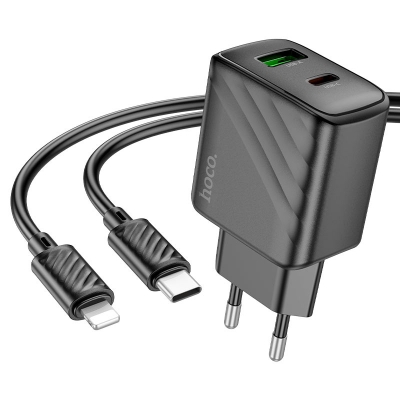 Picture of hoco Wall charger “CS23A Sunlight” PD30W + QC3.0 EU cable with  Type-C to Lightning set