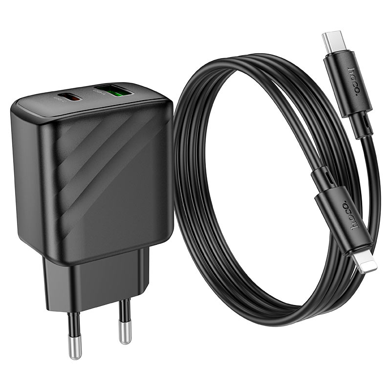 Picture of hoco Wall charger “CS23A Sunlight” PD30W + QC3.0 EU cable with  Type-C to Lightning set