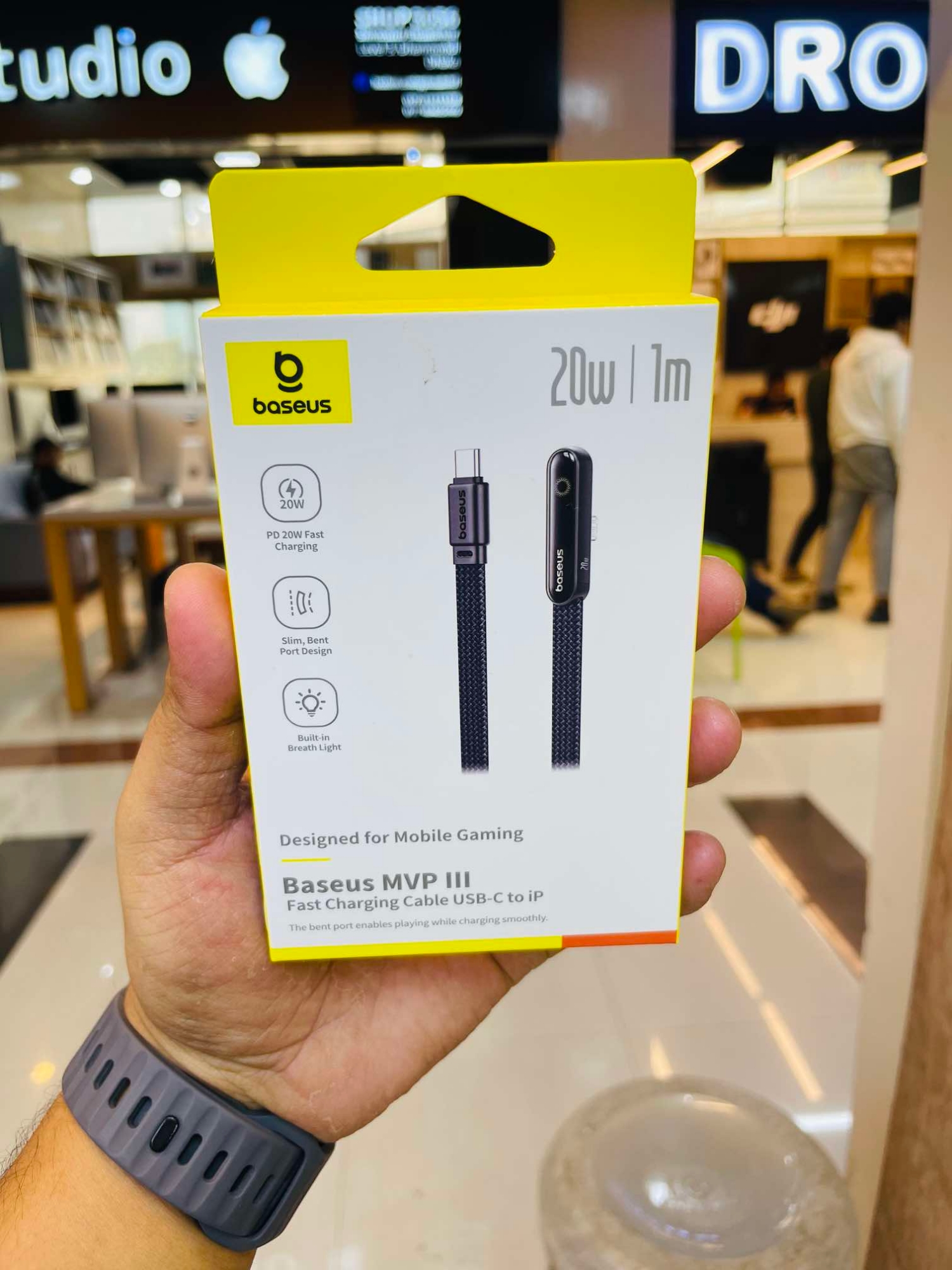 Picture of Baseus PD Cable For Iphone 20w 14 13 12 11 Series MVP 3 Type-c to Lightning Nylon Braided Black-1m