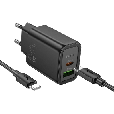Picture of Hoco N63 PD QC3.0 30W Dual Port Fast Charging Wall Charger with 1m Type C to Type C Cable