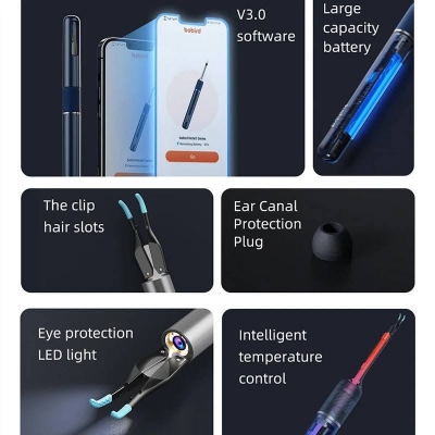 Picture of Xiaomi Bebird Note 5 Pro Ear Cleaner Smart Visual Ear Sticks, 10 Megapixel HD Otoscope with Light-Blue