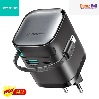 Picture of JOYROOM TCL02 65W Gan Charger with Retractable USB-C Cable, USB+Type-C Port Wall Charger, EU Plug