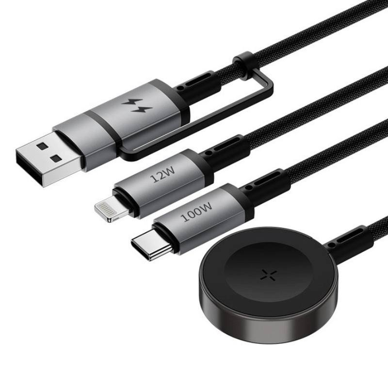Picture of WiWU Wi-C050 Legend Series 3in1 USB-A + Type-C to Lightning – Type-C – Smart Watch Charging Cable 100W 1.2M