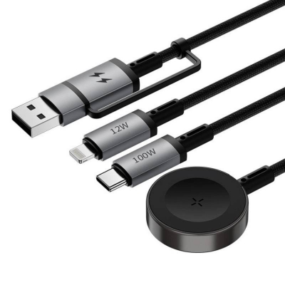 Picture of WiWU Wi-C050 Legend Series 3in1 USB-A + Type-C to Lightning – Type-C – Smart Watch Charging Cable 100W 1.2M
