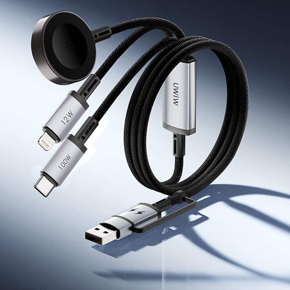 Picture of WiWU Wi-C050 Legend Series 3in1 USB-A + Type-C to Lightning – Type-C – Smart Watch Charging Cable 100W 1.2M