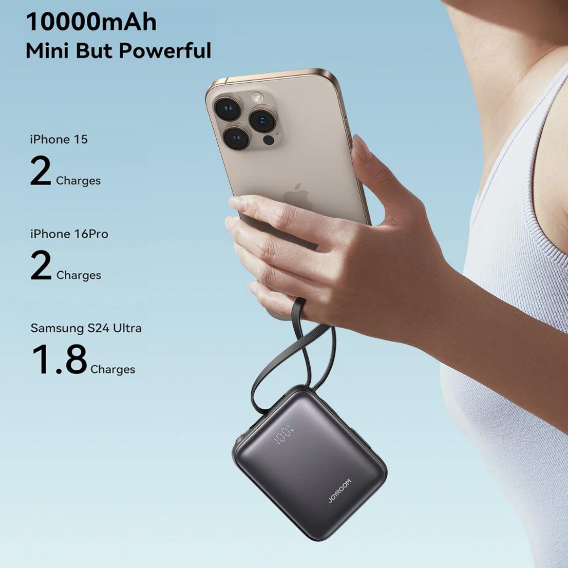 Picture of Joyroom JR-PBF27 10000mAh 22.5W Mini Power Bank with Built-In Dual Cables