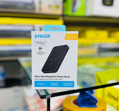 Picture of Anker MagGo Power Bank, 10,000mAh Total Capacity, Magnetic Portable, Qi2 Certified, 15W Ultra-Fast, MagSafe-Compatible, Ergonomic Design, For iPhone 16/15/14/13/12 Series, Black | A1664